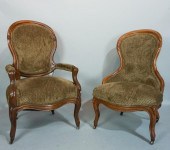 TWO VICTORIAN WALNUT PARLOR CH