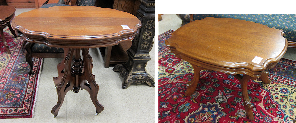 TWO VICTORIAN WALNUT TABLES