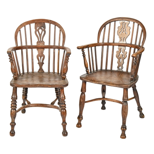 Two Victorian yew wood Windsor