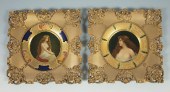 TWO VIENNA ART PLATES: In gilt