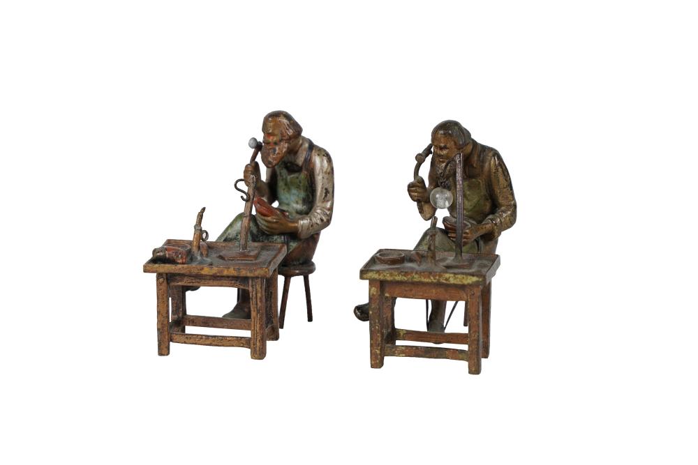 TWO VIENNESE PATINATED BRONZE