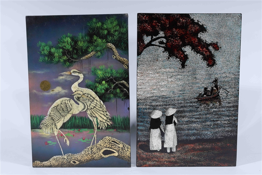 Two Vietnamese lacquered and