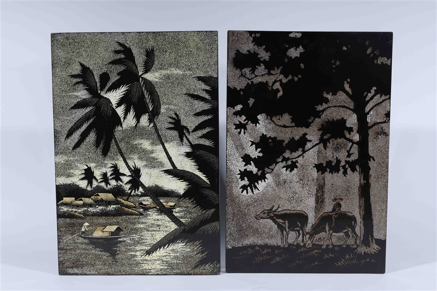 Two Vietnamese lacquered and