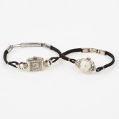 TWO VINTAGE 14K DIAMOND WATCHE