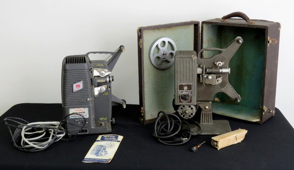 TWO VINTAGE 8MM FILM PROJECTORS,