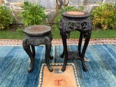 Two vintage Asian carved wood
