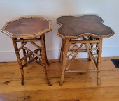 TWO VINTAGE BAMBOO SIDE TABLES