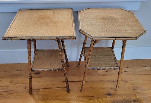 TWO VINTAGE BAMBOO SIDE TABLESTwo