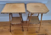 TWO VINTAGE BAMBOO SIDE TABLES