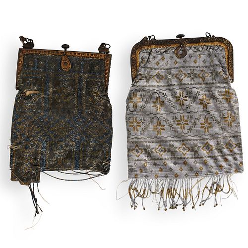 TWO VINTAGE BEADED