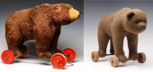 TWO VINTAGE BEARS ON WHEELS AT