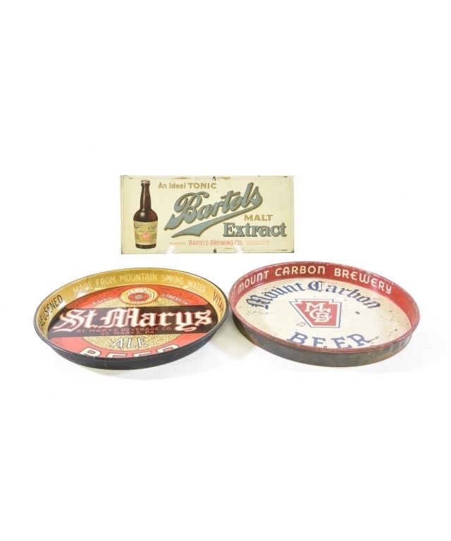 Two vintage beer trays to include