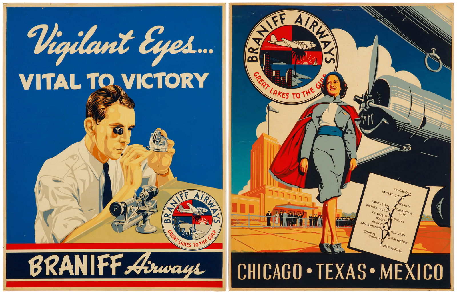 TWO VINTAGE BRANIFF INTERNATIONAL