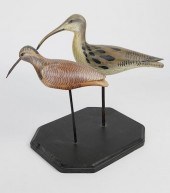 TWO VINTAGE CARVED AND PAINTED