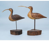 TWO VINTAGE CARVED CURLEW<br>T