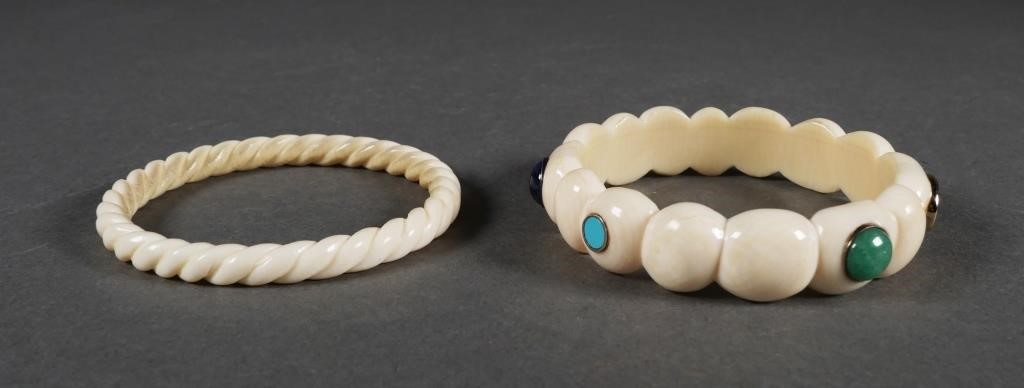 TWO VINTAGE CARVED IVORY