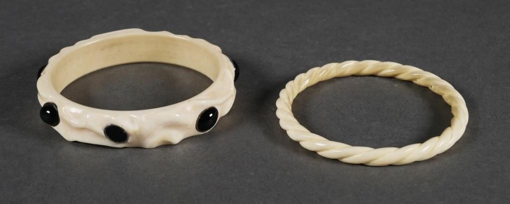 TWO VINTAGE CARVED IVORY