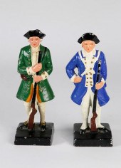 TWO VINTAGE CAST IRON PAINTED