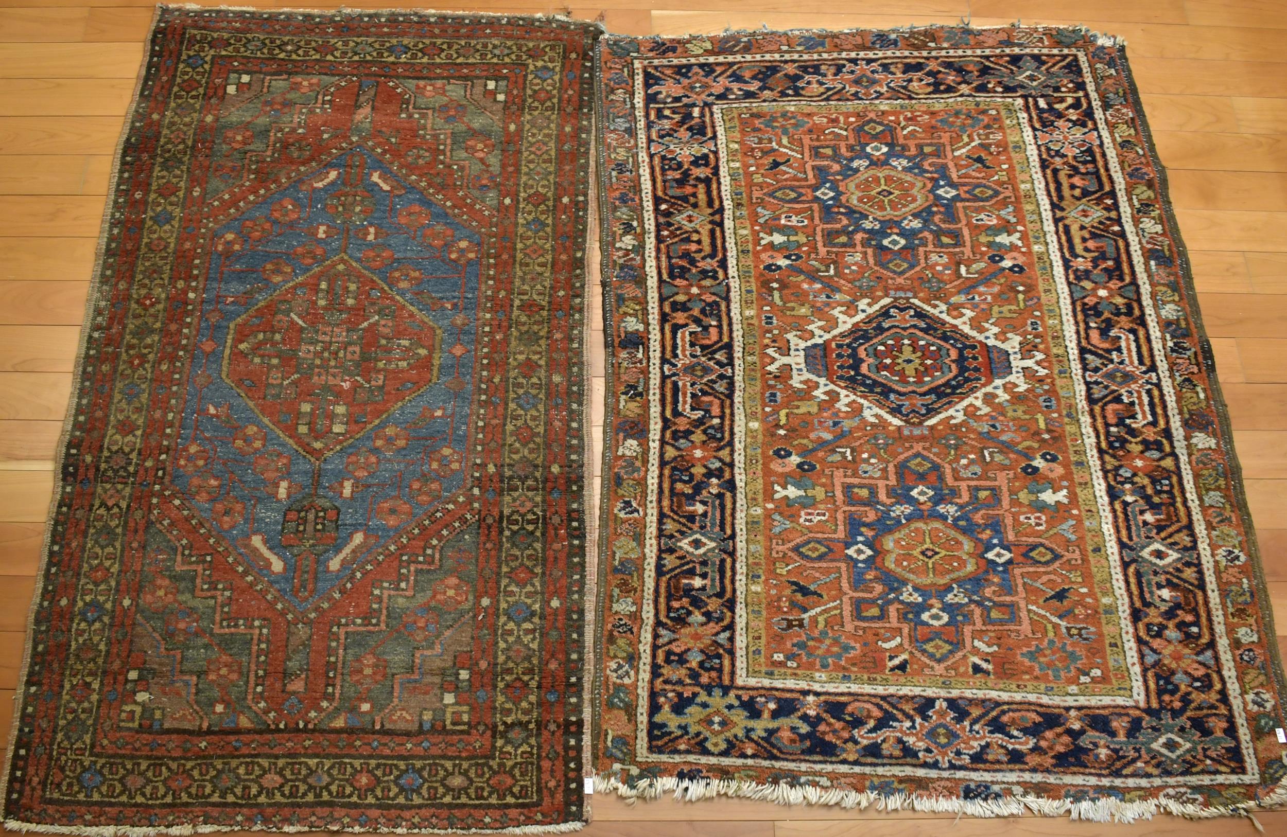TWO VINTAGE CAUCASIAN SCATTER RUGS.