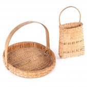 TWO VINTAGE DECORATIVE WOVEN B