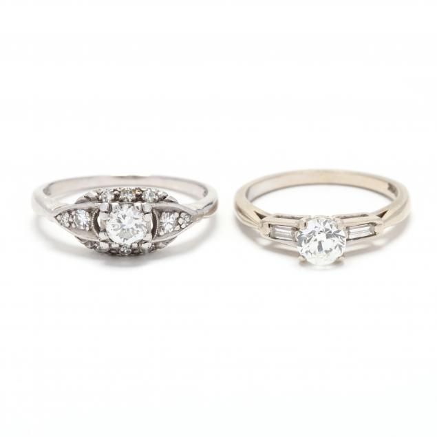 TWO VINTAGE DIAMOND RINGS The first