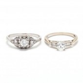 TWO VINTAGE DIAMOND RINGS The