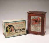 Two vintage dye cabinets: tin