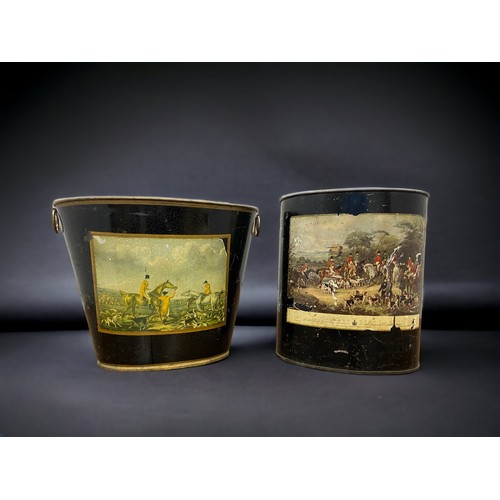 TWO VINTAGE ENAMEL 'HUNT SCENE'