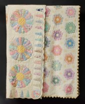 TWO VINTAGE FEEDSACK QUILTSThe