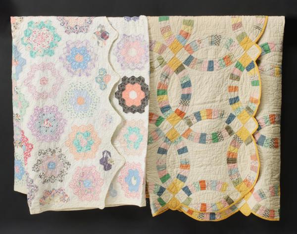 TWO VINTAGE FEEDSACK QUILTSThe