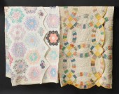 TWO VINTAGE FEEDSACK QUILTSThe