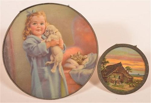 TWO VINTAGE FLUE COVERS.Two vintage
