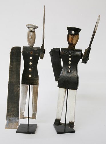 TWO VINTAGE FOLK ART PAINTED