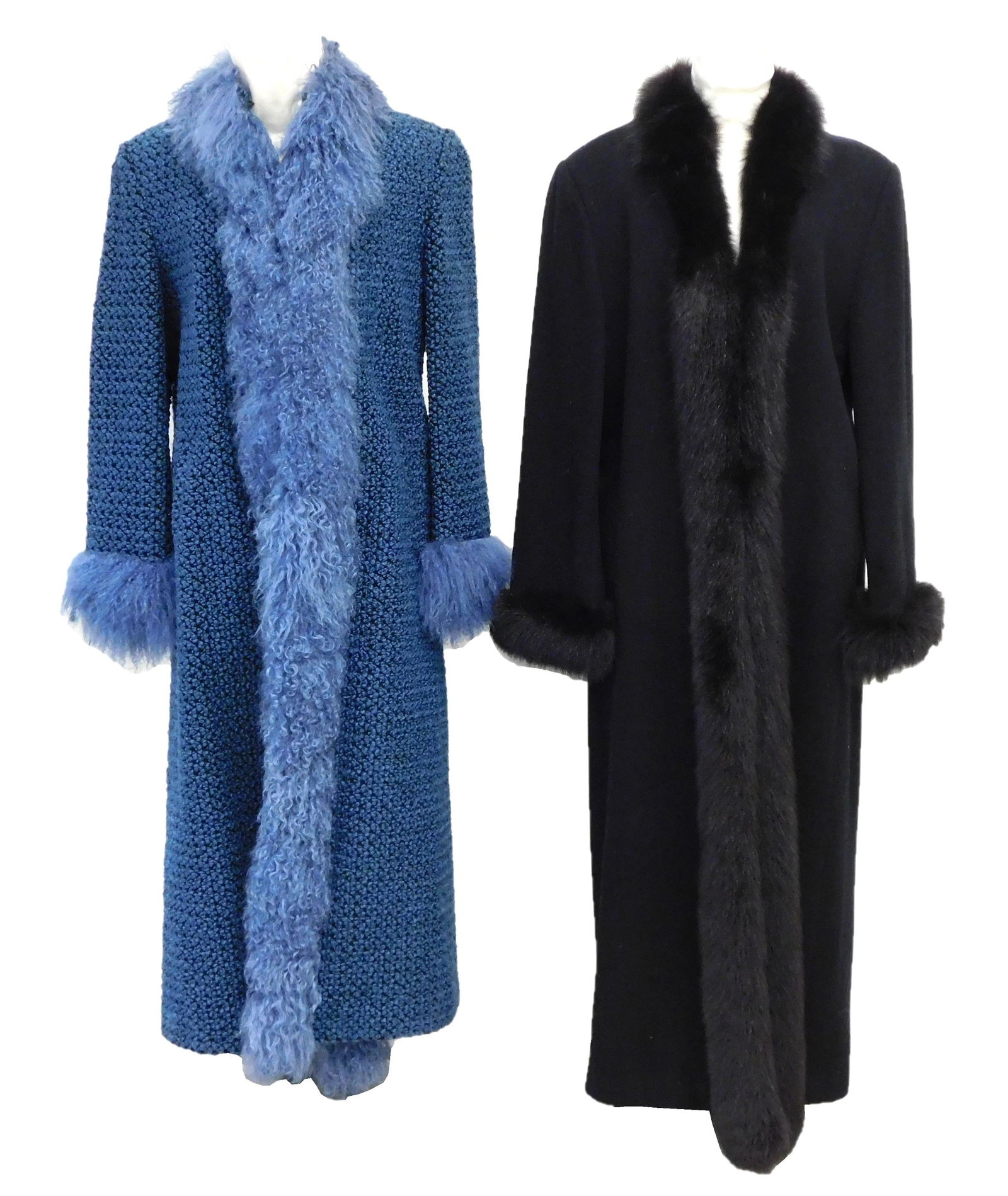 TWO VINTAGE FULL-LENGTH WOOL COATS,