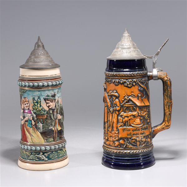 Two vintage German beer steins,