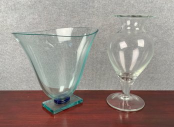 Two vintage glass vases, including: