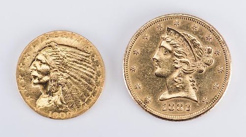 TWO VINTAGE GOLD COINSTwo gold