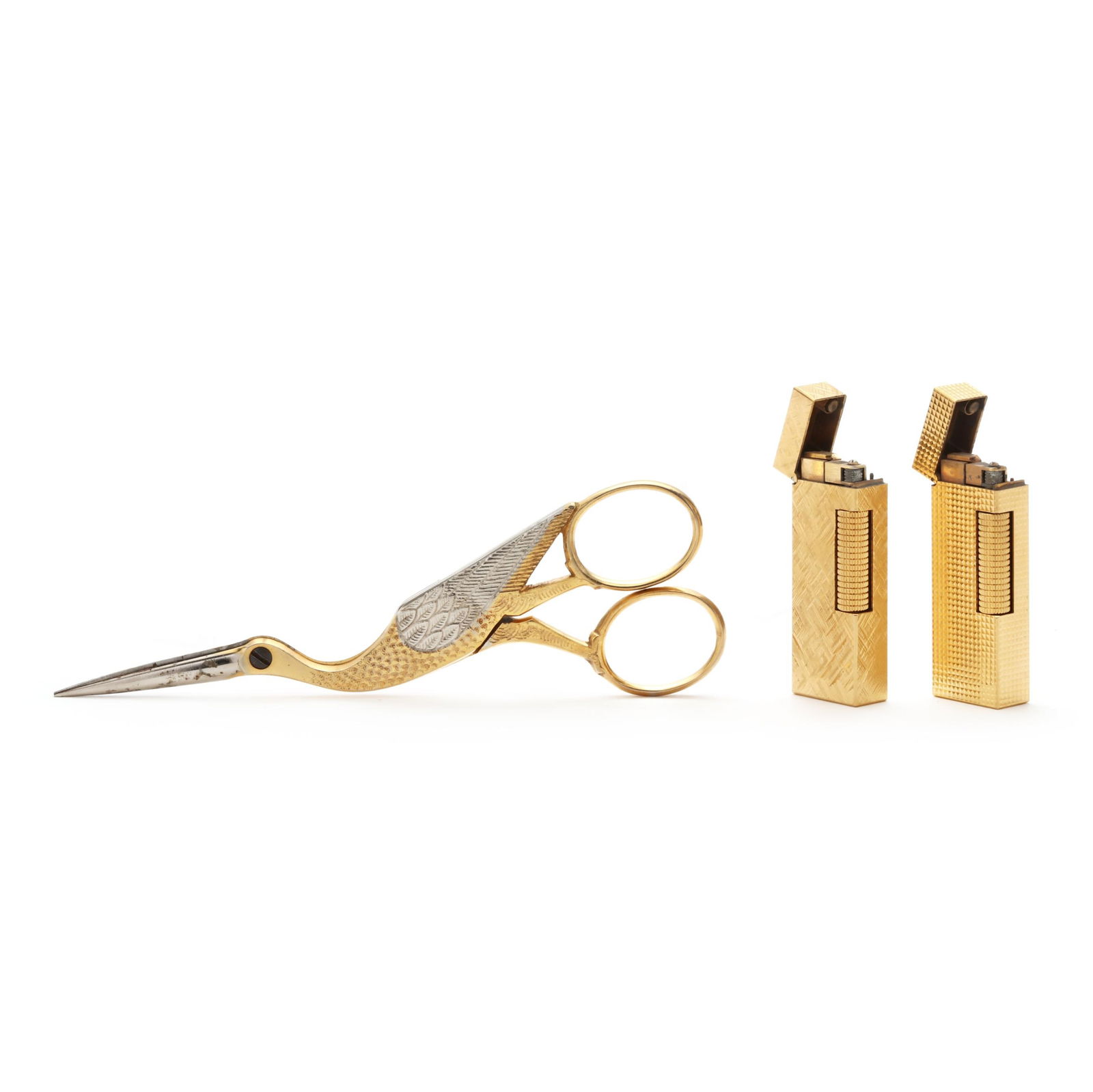 TWO VINTAGE GOLD TONED LIGHTERS