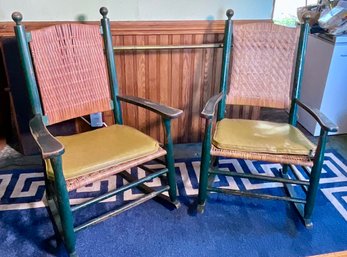 Two vintage green painted porch