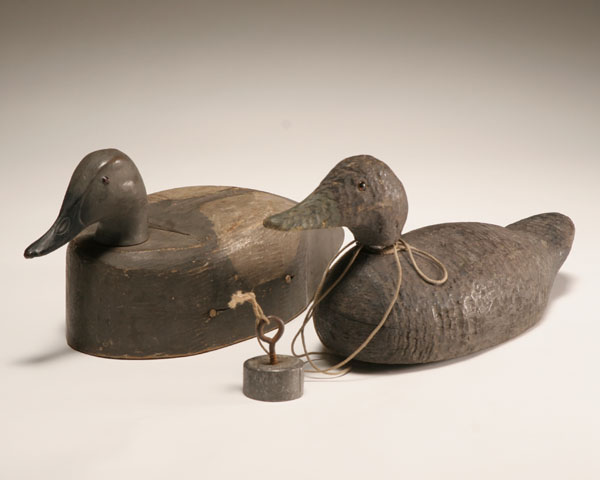 Two vintage hand carved duck