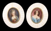 TWO VINTAGE HAND PAINTED PORTR