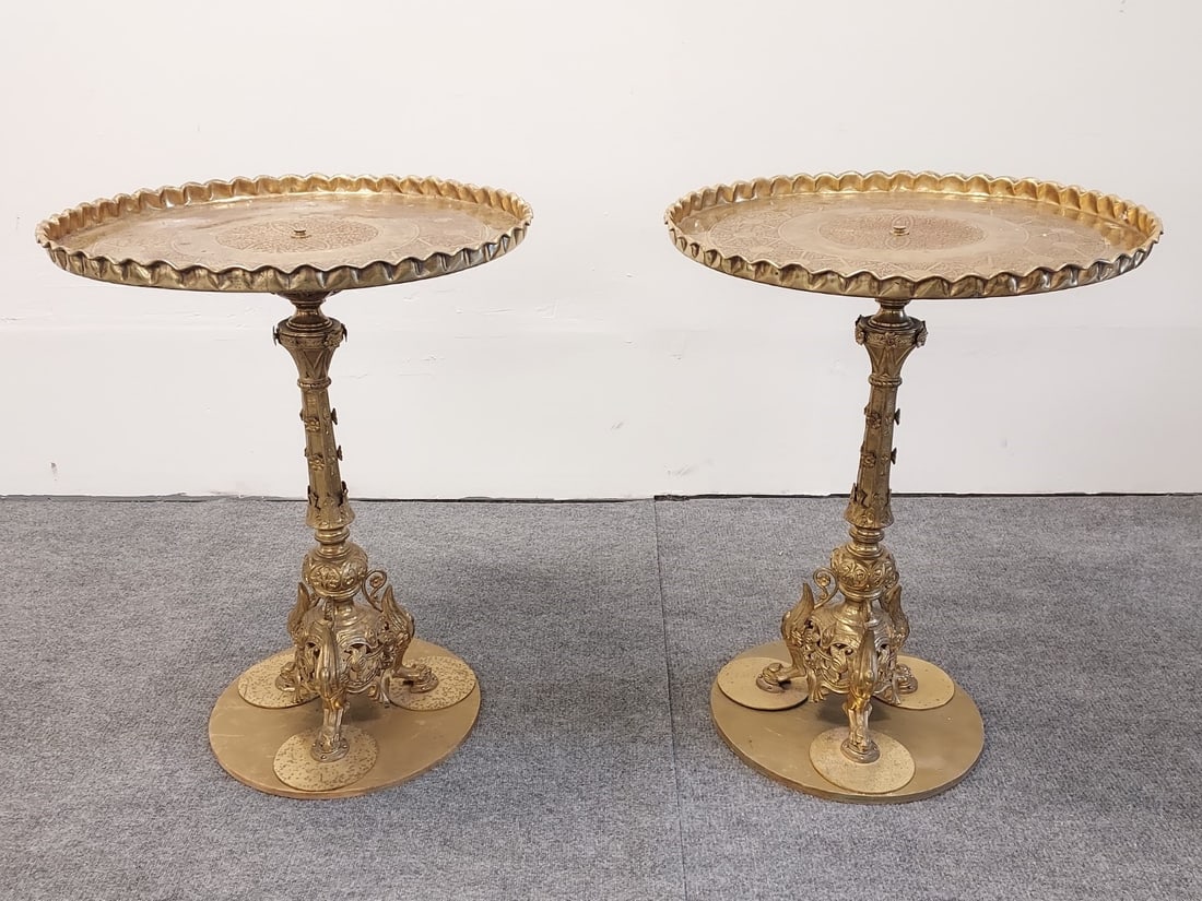 TWO VINTAGE INDIAN BRASS PIECRUST