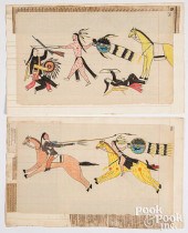 TWO VINTAGE INDIAN LEDGER ART