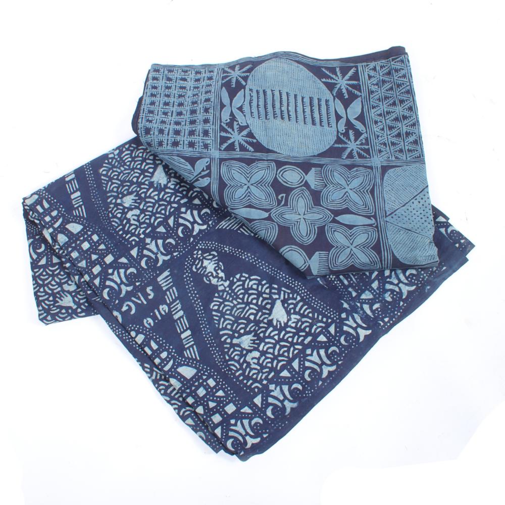 TWO VINTAGE INDIGO DYED TEXTILES: