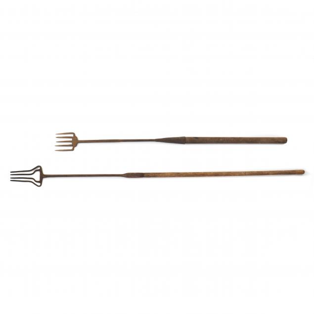 TWO VINTAGE IRON FISHING GIGS Circa