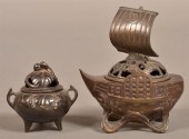 TWO VINTAGE JAPANESE BRONZE IN