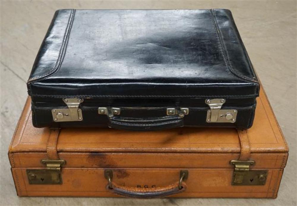 TWO VINTAGE LEATHER MOUNTED