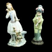 TWO VINTAGE LLADRO PORCELAIN F