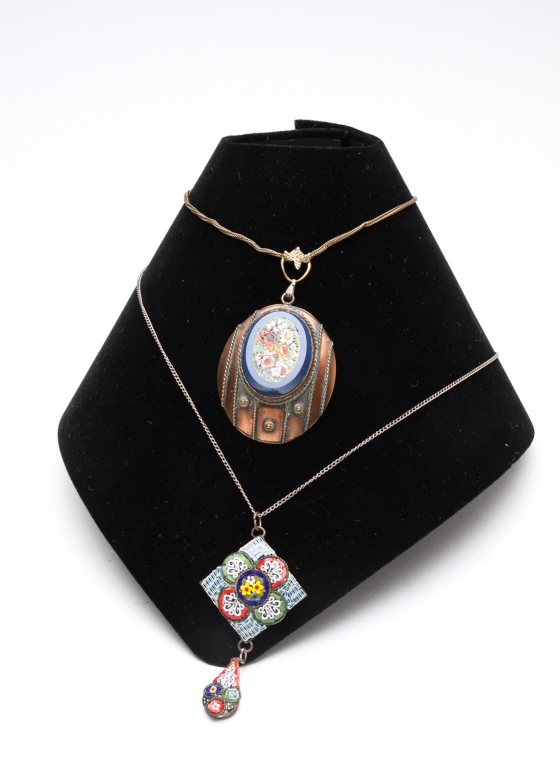 TWO VINTAGE MICRO MOSAIC NECKLACES.