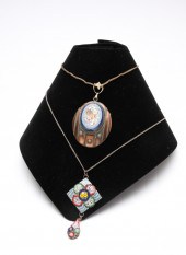 TWO VINTAGE MICRO MOSAIC NECKL